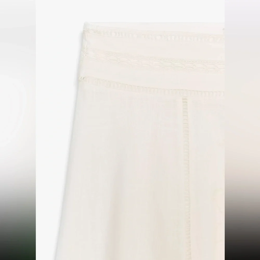 New ZARA ZW Collection Embroidered Midi Skirt